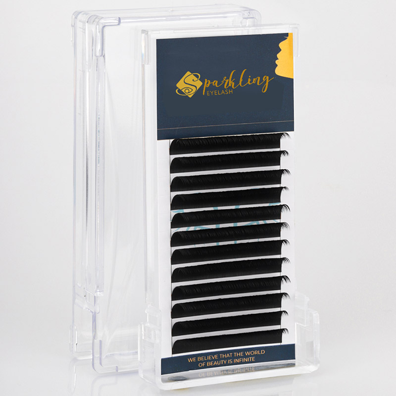 12 dải Easy Fan Volume Lash Extensions 0.07 D Curl Korean PBT Lashes