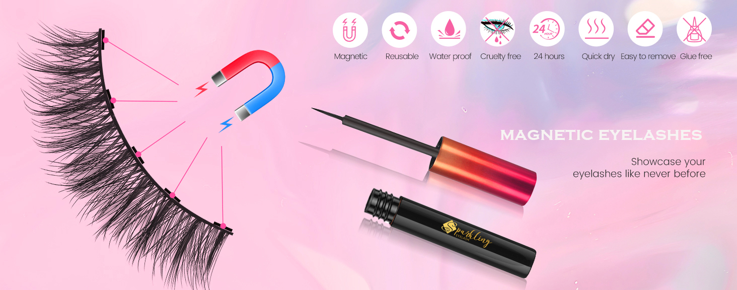 Có được vẻ ngoài quyến rũ hoàn hảo với Bộ lông mi từ tính 3D Pingdu Sparkling Eyelash®