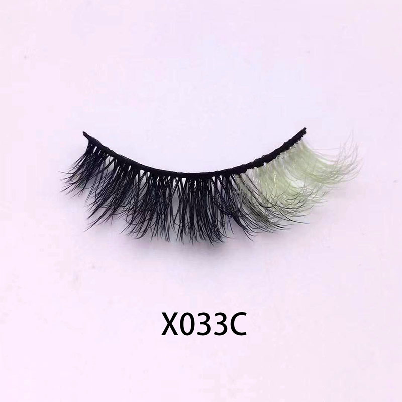 Toàn bộ lông mi màu xoăn đầy màu sắc ở cuối