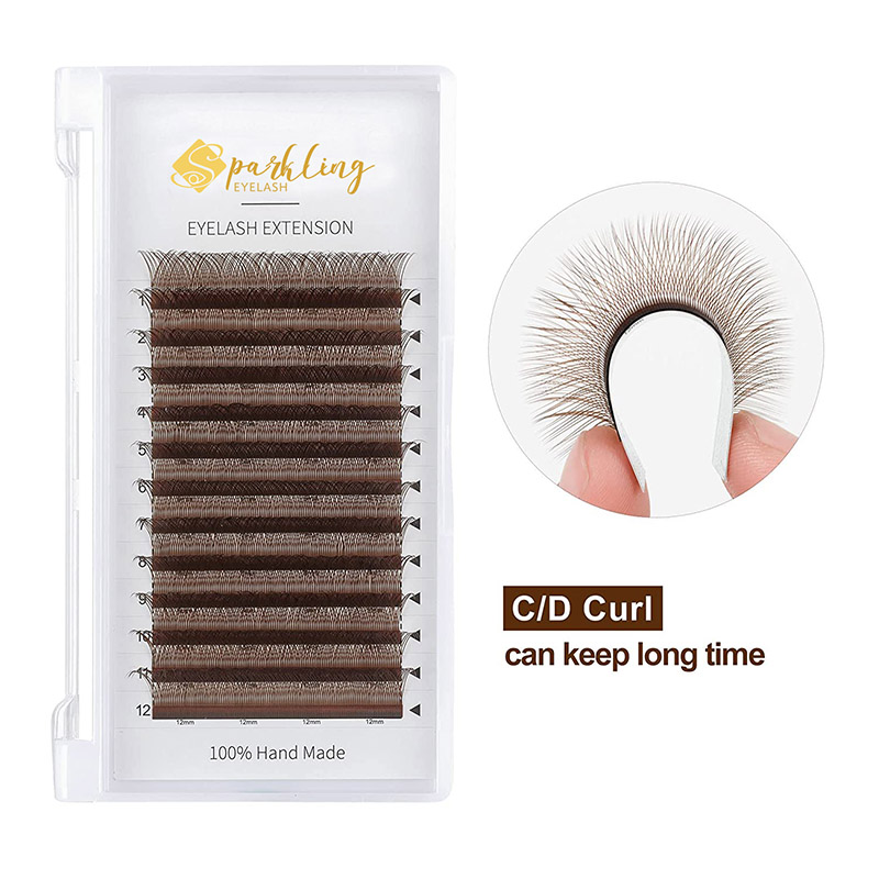 Lông mi mở rộng YY Lông mi Brown C Curler 0,07mm 8-15mm Lông mi hỗn hợp